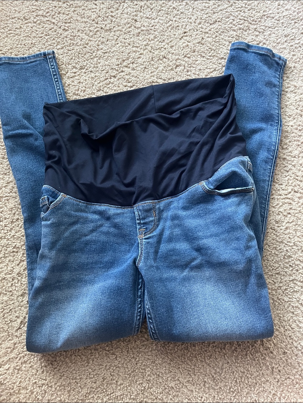 Old Navy Skinny Maternity Jeans in Blue with Black Panel
